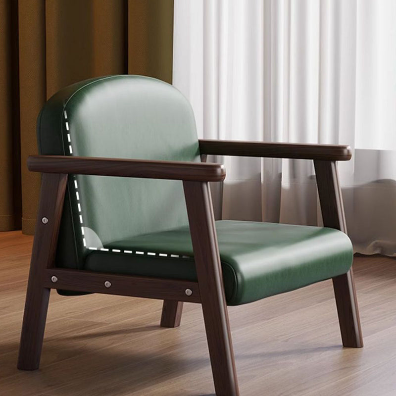 Lumendat Contemporary Scandinavian Curved Arc Rubberwood Faux Oil-Wax Leather Flannelette Kids Accent Chair Backrest Armrest For Bedroom Lumendat