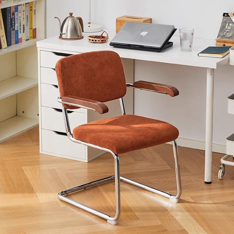 Traditional Vintage Ergonomics Lune Flannelette Iron Solid Wood Sponge Desk Chair Backrest Armrest For Home Office