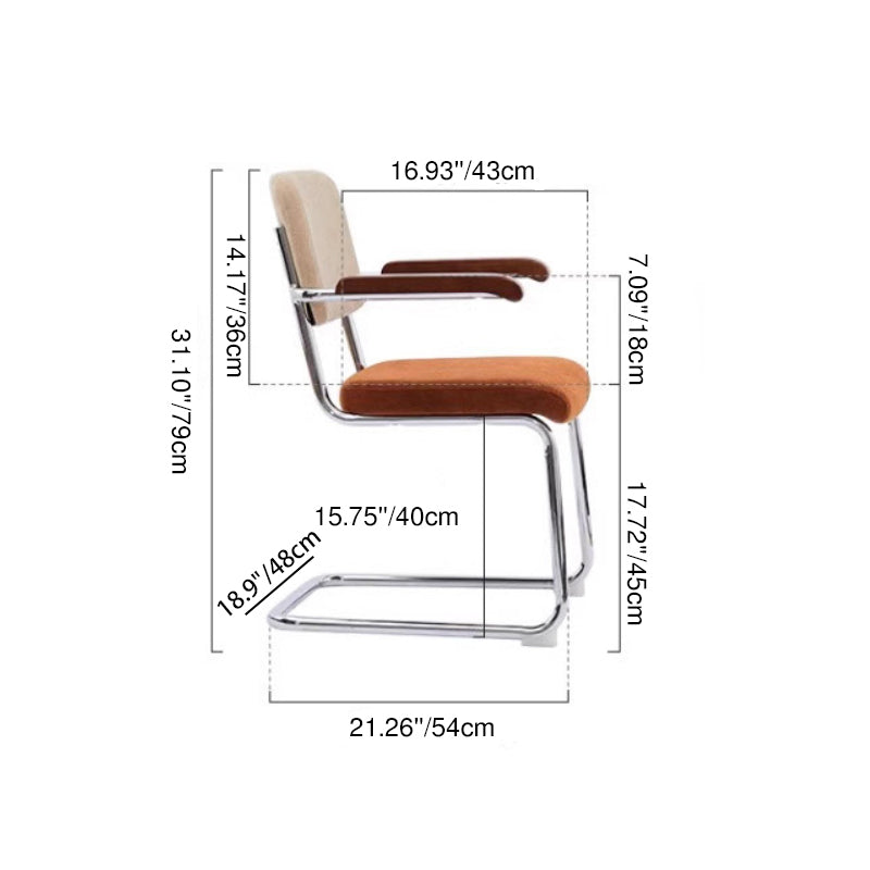 Traditional Vintage Ergonomics Lune Flannelette Iron Solid Wood Sponge Desk Chair Backrest Armrest For Home Office DFM-F