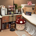 Lumendat Contemporary Creative Cartoon Mushroom Short Plush EPP Kids Low Stool Backless Armless For Living Room Lumendat