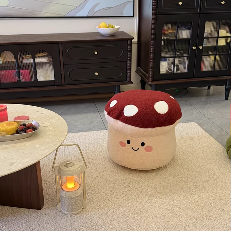 Lumendat Contemporary Creative Cartoon Mushroom Short Plush EPP Kids Low Stool Backless Armless For Living Room Lumendat