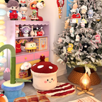 Lumendat Contemporary Creative Cartoon Mushroom Short Plush EPP Kids Low Stool Backless Armless For Living Room Lumendat