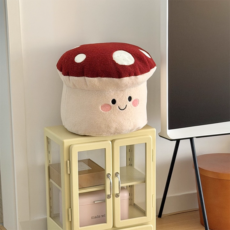 Lumendat Contemporary Creative Cartoon Mushroom Short Plush EPP Kids Low Stool Backless Armless For Living Room Lumendat