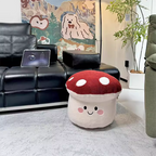 Lumendat Contemporary Creative Cartoon Mushroom Short Plush EPP Kids Low Stool Backless Armless For Living Room Lumendat