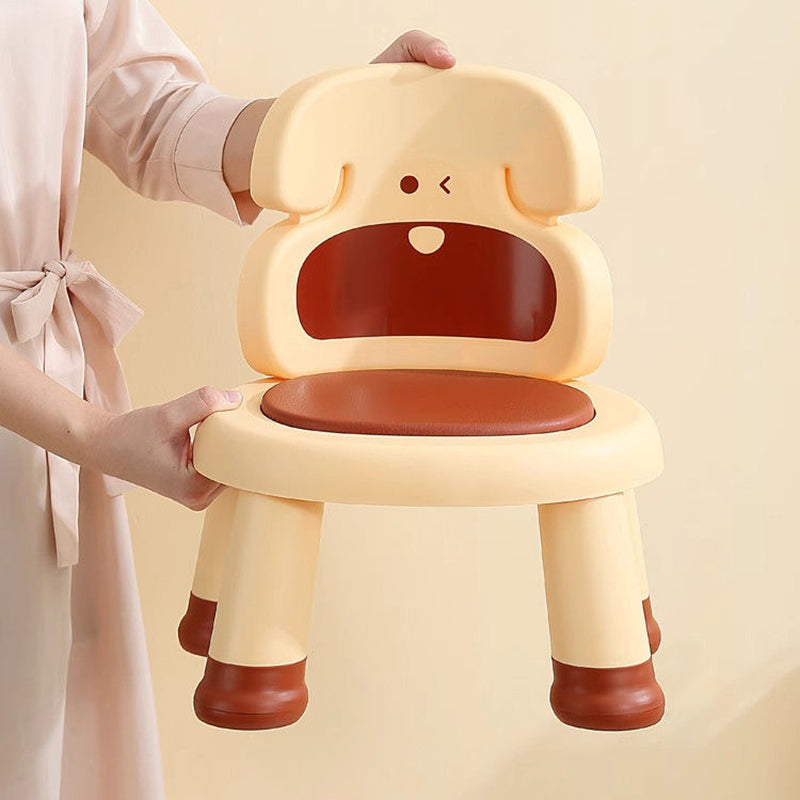 Lumendat Modern Art Deco Cartoon Dog-Shaped PP Plastic Kids Low Stool Backrest Armless For Living Room Lumendat
