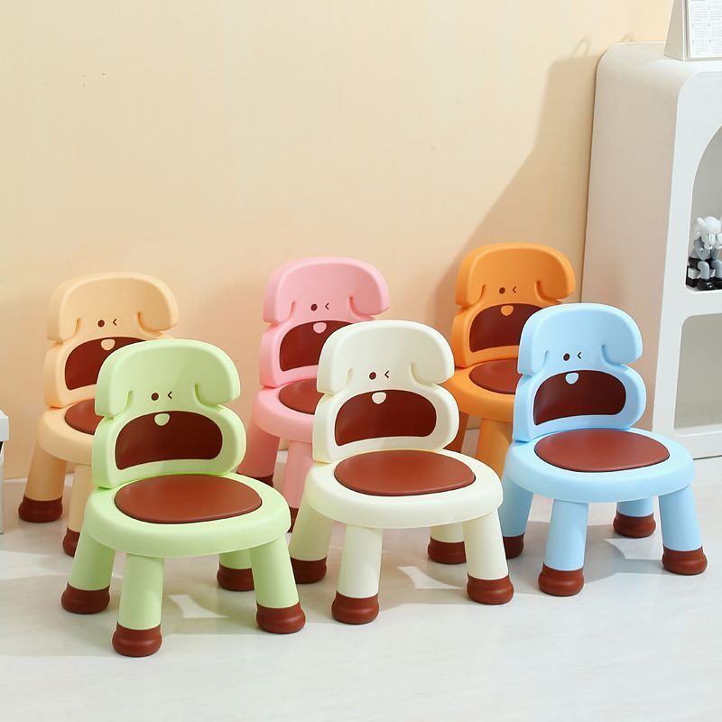 Lumendat Modern Art Deco Cartoon Dog-Shaped PP Plastic Kids Low Stool Backrest Armless For Living Room Lumendat