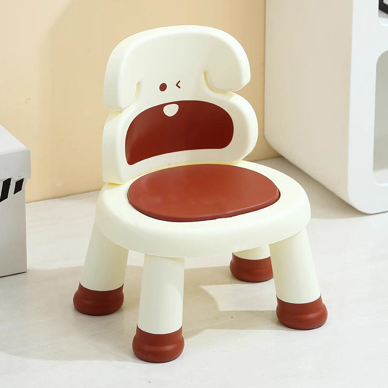 Lumendat Modern Art Deco Cartoon Dog-Shaped PP Plastic Kids Low Stool Backrest Armless For Living Room Lumendat