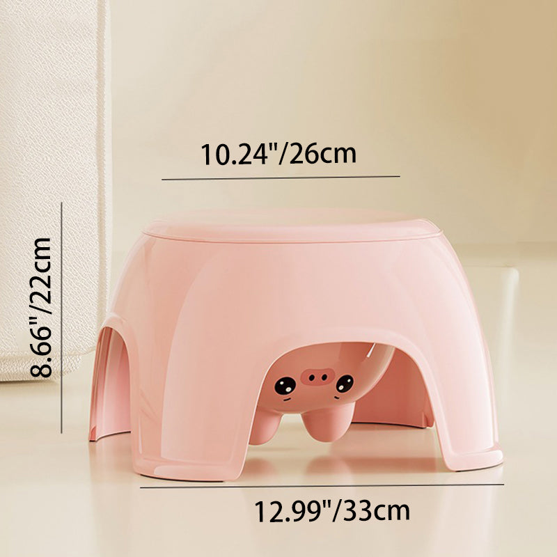 Lumendat Contemporary Creative Oval PP Plastic Non-Slip Kids Storage Low Stool Backless Armless For Living Room & Entryway Lumendat