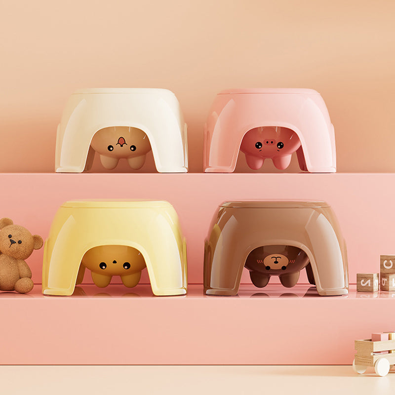 Lumendat Contemporary Creative Oval PP Plastic Non-Slip Kids Storage Low Stool Backless Armless For Living Room & Entryway Lumendat