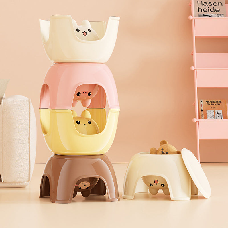 Lumendat Contemporary Creative Oval PP Plastic Non-Slip Kids Storage Low Stool Backless Armless For Living Room & Entryway Lumendat