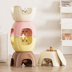 Lumendat Contemporary Creative Oval PP Plastic Non-Slip Kids Storage Low Stool Backless Armless For Living Room & Entryway Lumendat