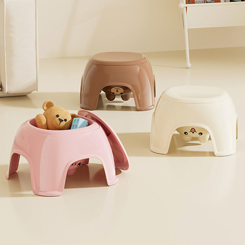 Lumendat Contemporary Creative Oval PP Plastic Non-Slip Kids Storage Low Stool Backless Armless For Living Room & Entryway Lumendat