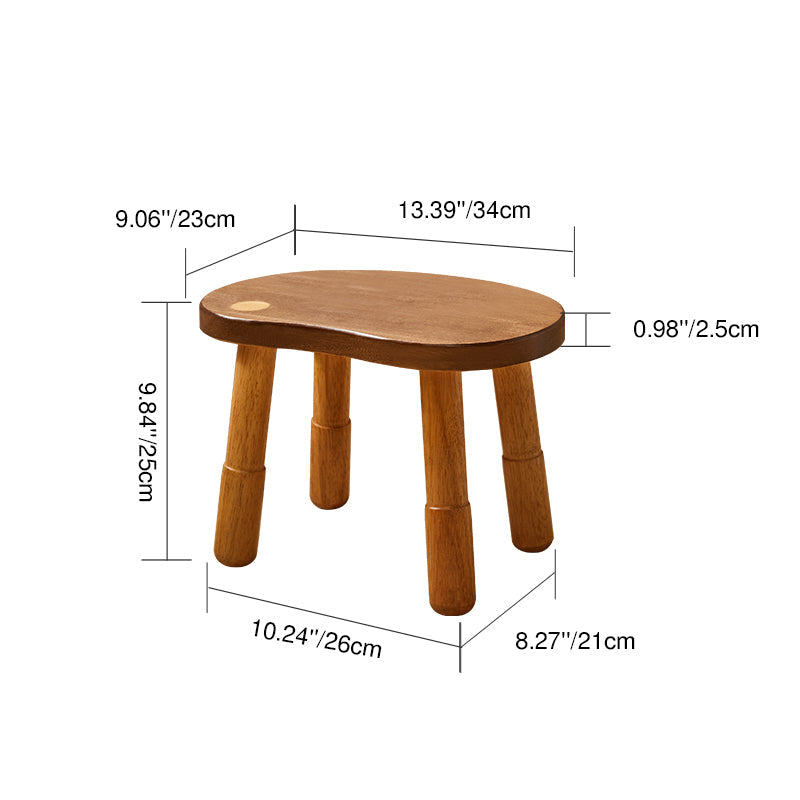 Lumendat Traditional Rustic Lentil Cashew Shaped Rubberwood Kids Low Stool Backless Armless For Hallway Lumendat