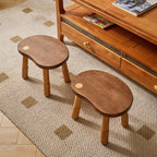 Lumendat Traditional Rustic Lentil Cashew Shaped Rubberwood Kids Low Stool Backless Armless For Hallway Lumendat