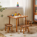 Lumendat Traditional Rustic Lentil Cashew Shaped Rubberwood Kids Low Stool Backless Armless For Hallway Lumendat