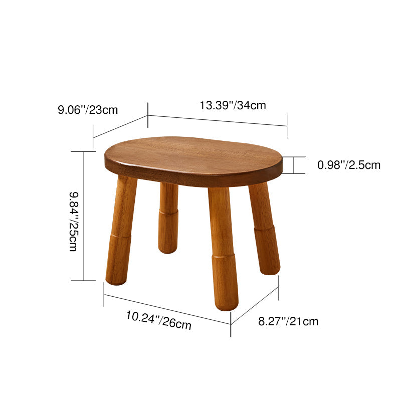 Lumendat Traditional Rustic Lentil Cashew Shaped Rubberwood Kids Low Stool Backless Armless For Hallway Lumendat