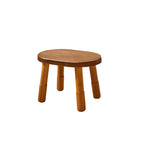 Lumendat Traditional Rustic Lentil Cashew Shaped Rubberwood Kids Low Stool Backless Armless For Hallway Lumendat