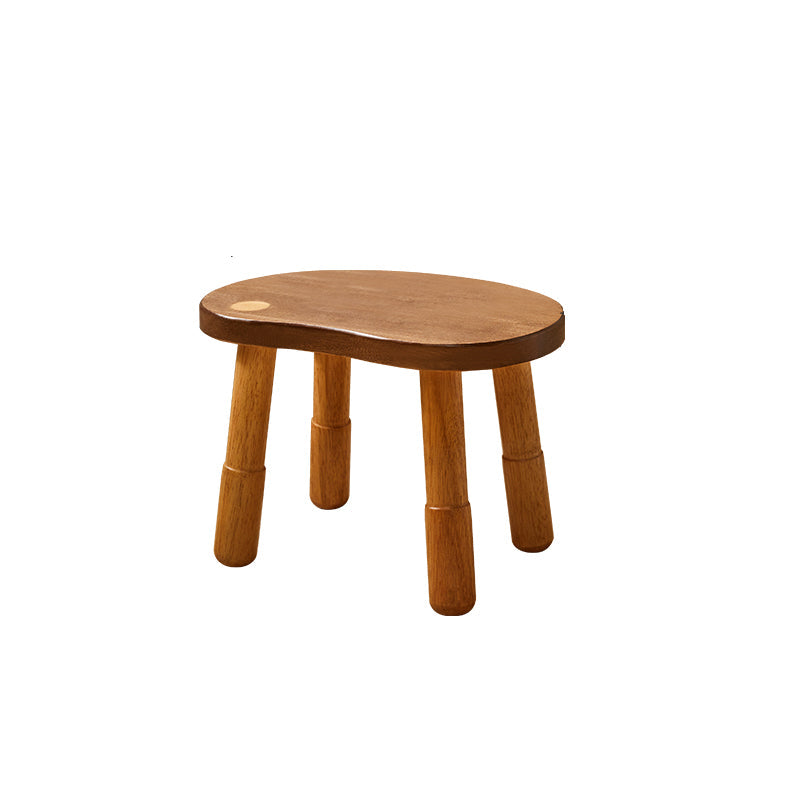 Lumendat Traditional Rustic Lentil Cashew Shaped Rubberwood Kids Low Stool Backless Armless For Hallway Lumendat