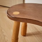 Lumendat Traditional Rustic Lentil Cashew Shaped Rubberwood Kids Low Stool Backless Armless For Hallway Lumendat