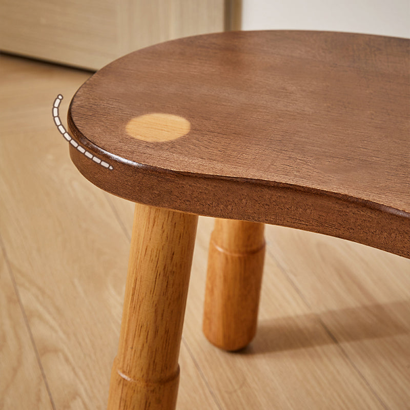 Lumendat Traditional Rustic Lentil Cashew Shaped Rubberwood Kids Low Stool Backless Armless For Hallway Lumendat