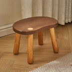Lumendat Traditional Rustic Lentil Cashew Shaped Rubberwood Kids Low Stool Backless Armless For Hallway Lumendat