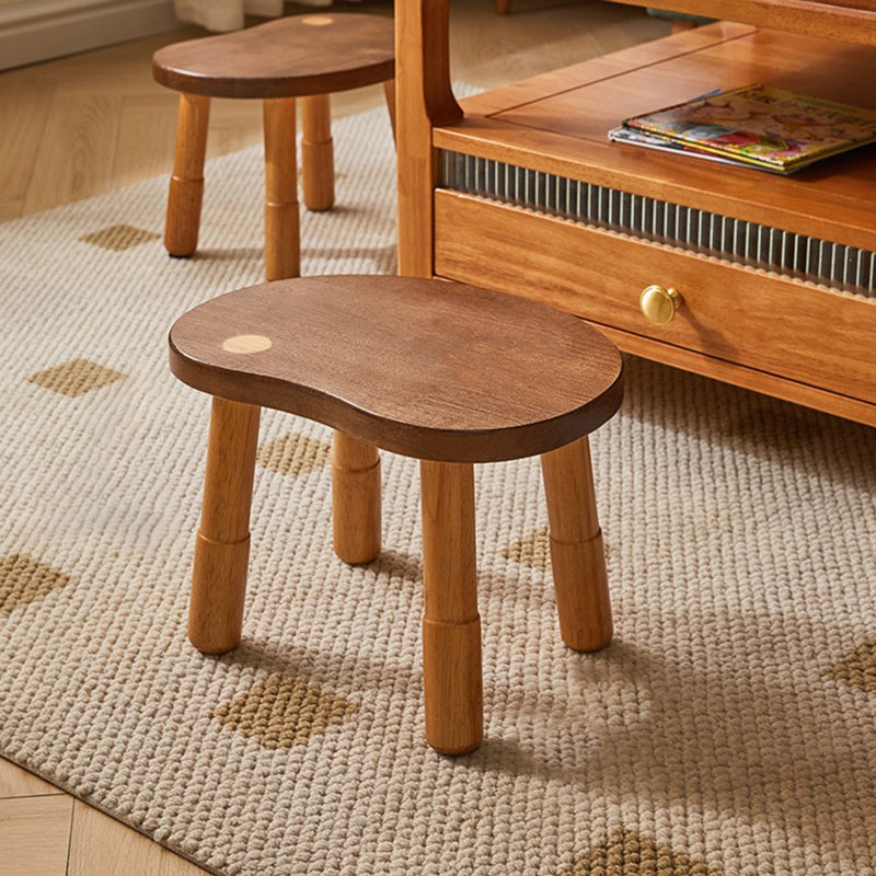Lumendat Traditional Rustic Lentil Cashew Shaped Rubberwood Kids Low Stool Backless Armless For Hallway Lumendat