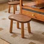 Lumendat Traditional Rustic Lentil Cashew Shaped Rubberwood Kids Low Stool Backless Armless For Hallway Lumendat