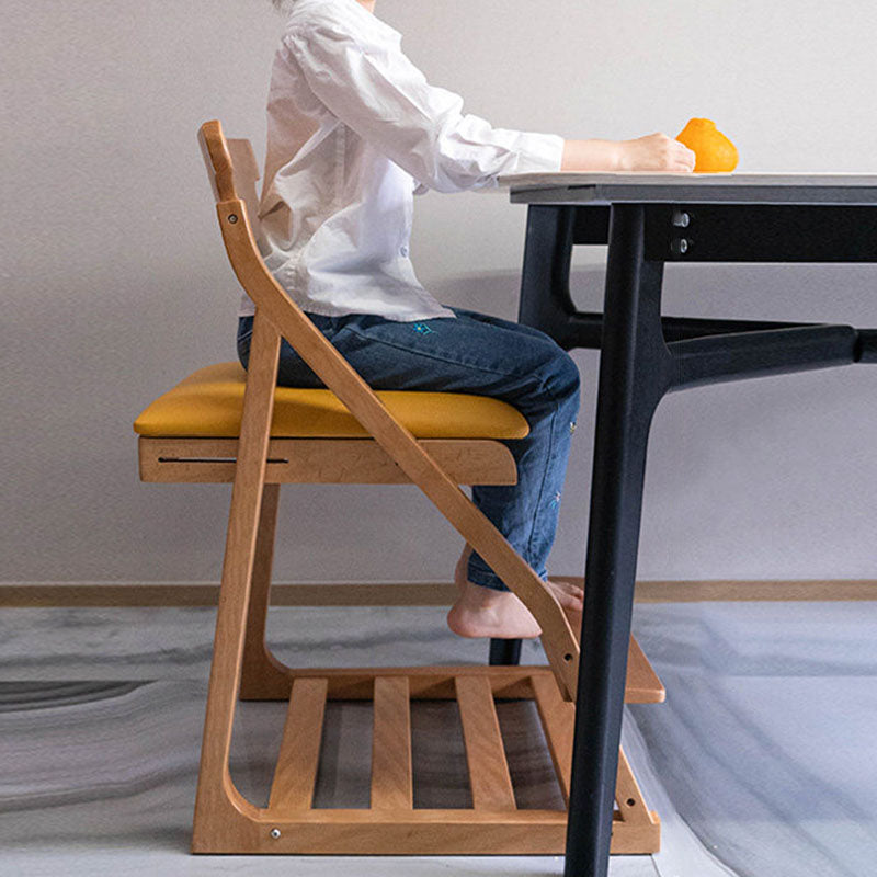 Lumendat Modern Minimalist Triangular Beech Wood Solid Wood Plywood Silicone Leather Adjustable Kids Ergonomic Desk Chair Backrest Armless For Study Lumendat