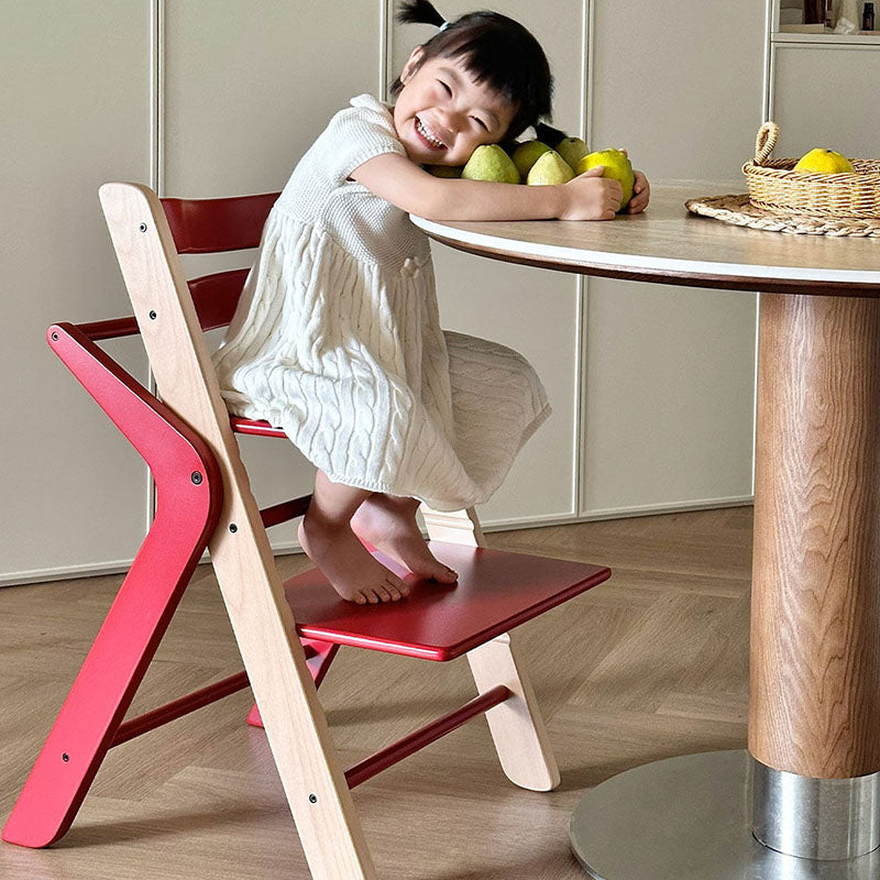 Lumendat Contemporary Creative Geometric Beech Wood Solid Wood Plywood Adjustable Kids Dining Chair Backrest Armless For Dining Room Lumendat