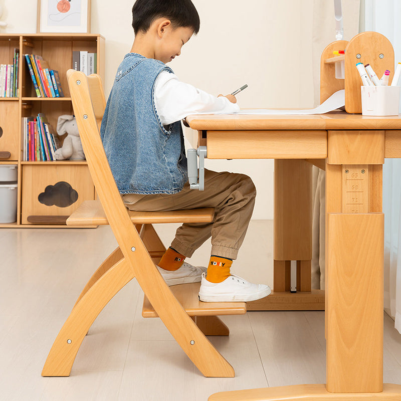 Lumendat Modern Minimalist Rectangular Beech Wood Adjustable Kids Desk Chair Backrest Armless For Study Lumendat