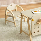 Lumendat Contemporary Scandinavian Solid Wood Arc Liftable Kids Chair Backrest Armrest For Living Room Lumendat