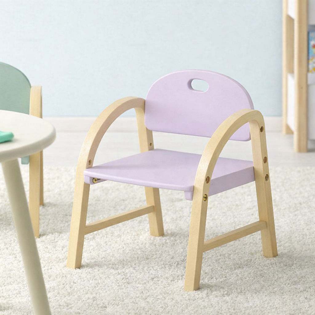 Lumendat Contemporary Scandinavian Solid Wood Arc Liftable Kids Chair Backrest Armrest For Living Room Lumendat