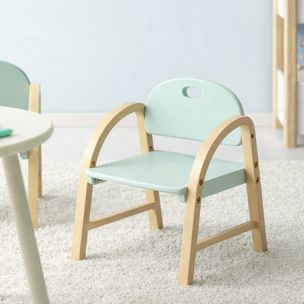 Lumendat Contemporary Scandinavian Solid Wood Arc Liftable Kids Chair Backrest Armrest For Living Room Lumendat