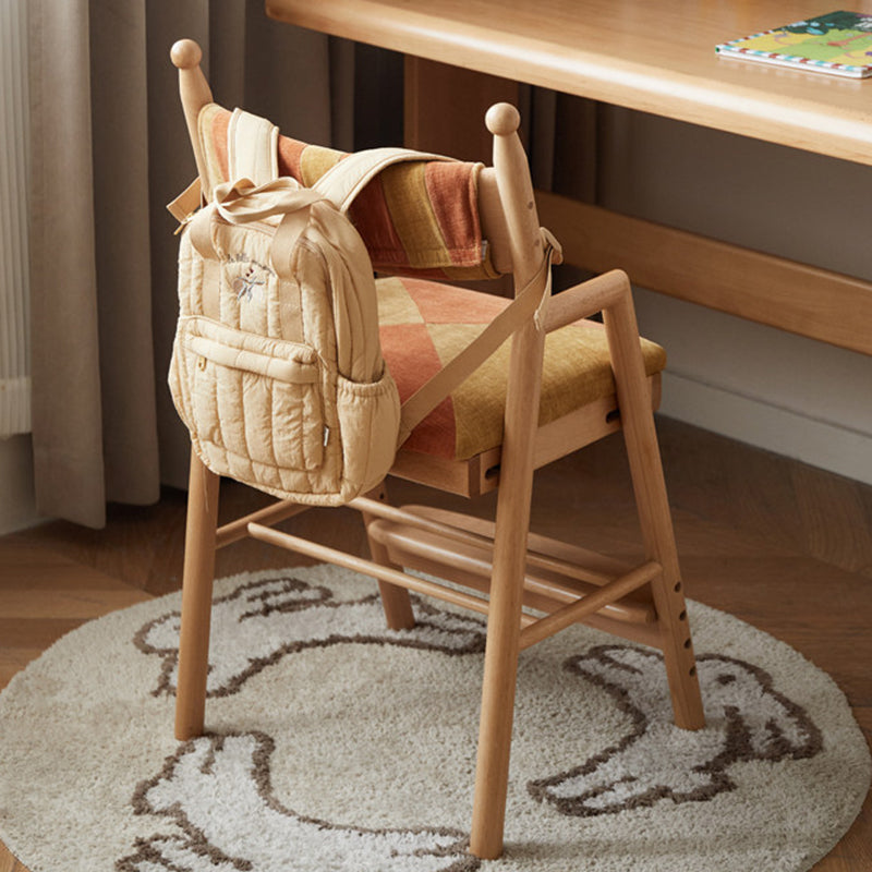 Lumendat Traditional French Trapezoidal Beech Wood Pine Board Faux Cotton-Linen Fabric Sponge Adjustable Kids Desk Chair For Study Lumendat