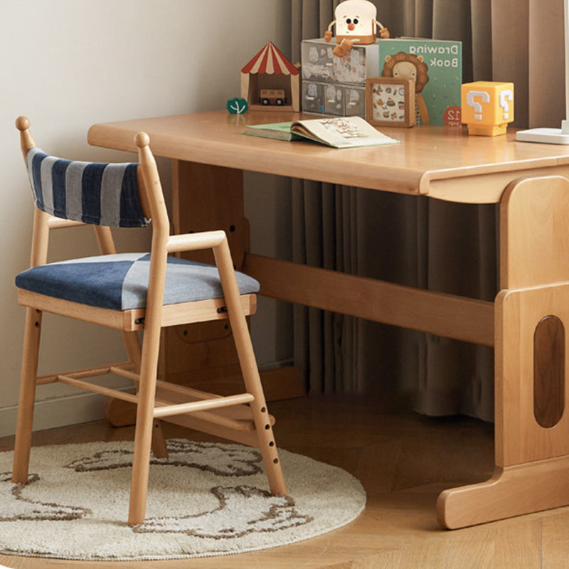 Lumendat Traditional French Trapezoidal Beech Wood Pine Board Faux Cotton-Linen Fabric Sponge Adjustable Kids Desk Chair For Study Lumendat