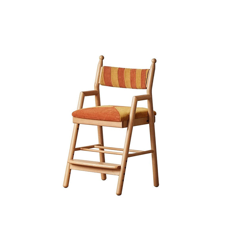 Lumendat Traditional French Trapezoidal Beech Wood Pine Board Faux Cotton-Linen Fabric Sponge Adjustable Kids Desk Chair For Study Lumendat