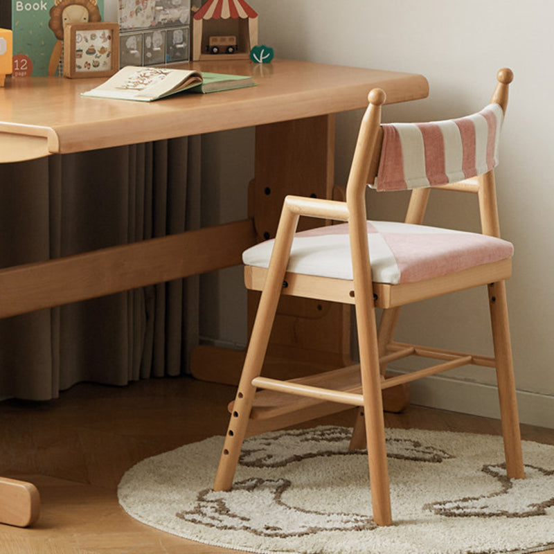 Lumendat Traditional French Trapezoidal Beech Wood Pine Board Faux Cotton-Linen Fabric Sponge Adjustable Kids Desk Chair For Study Lumendat