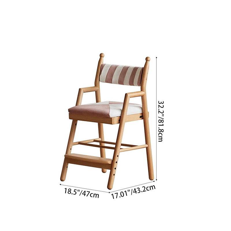 Lumendat Traditional French Trapezoidal Beech Wood Pine Board Faux Cotton-Linen Fabric Sponge Adjustable Kids Desk Chair For Study Lumendat