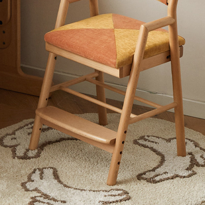 Lumendat Traditional French Trapezoidal Beech Wood Pine Board Faux Cotton-Linen Fabric Sponge Adjustable Kids Desk Chair For Study Lumendat