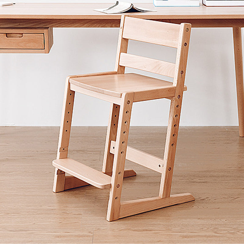 Lumendat Traditional Chinese Beech Oak Wood Rectangular Adjustable Kids Desk Chair Backrest Armless For Living Room Lumendat