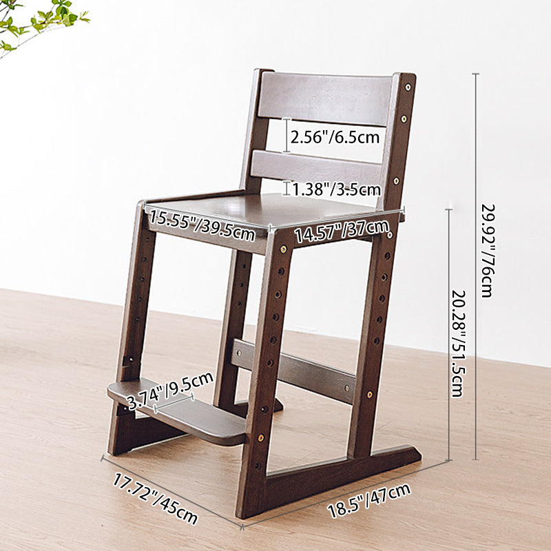 Lumendat Traditional Chinese Beech Oak Wood Rectangular Adjustable Kids Desk Chair Backrest Armless For Living Room Lumendat