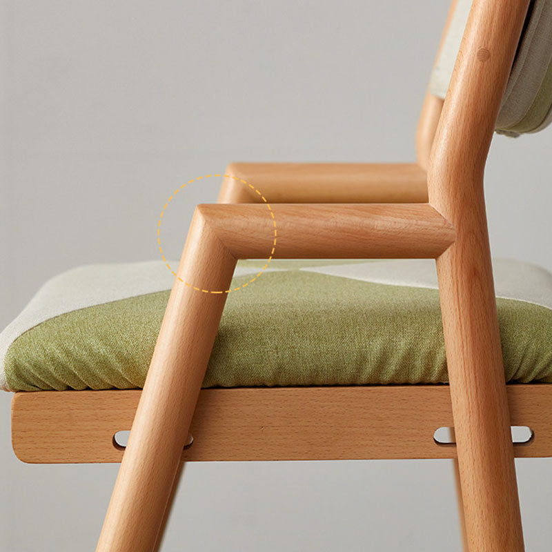 Lumendat Contemporary Nordic Beech Cotton-Linen Fabric Trapezoidal Kids Adjustable Desk Chair Backrest Armrest For Study Lumendat