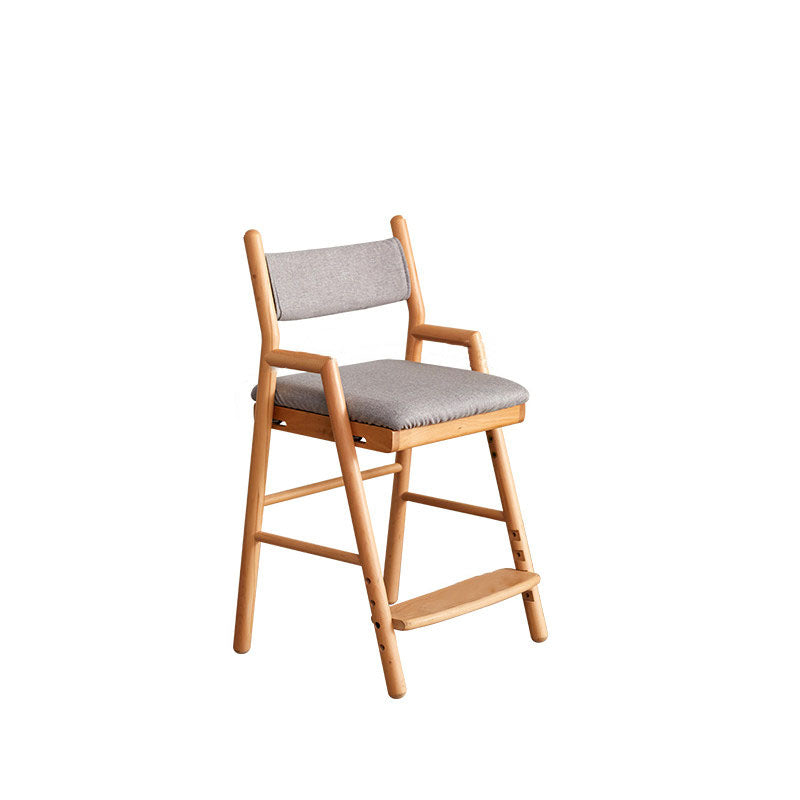Lumendat Contemporary Nordic Beech Cotton-Linen Fabric Trapezoidal Kids Adjustable Desk Chair Backrest Armrest For Study Lumendat
