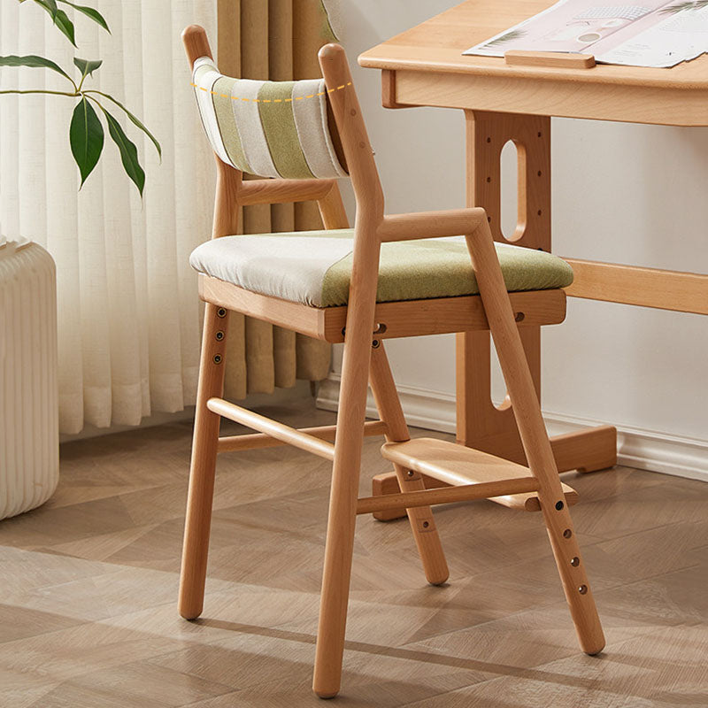 Lumendat Contemporary Nordic Beech Cotton-Linen Fabric Trapezoidal Kids Adjustable Desk Chair Backrest Armrest For Study Lumendat
