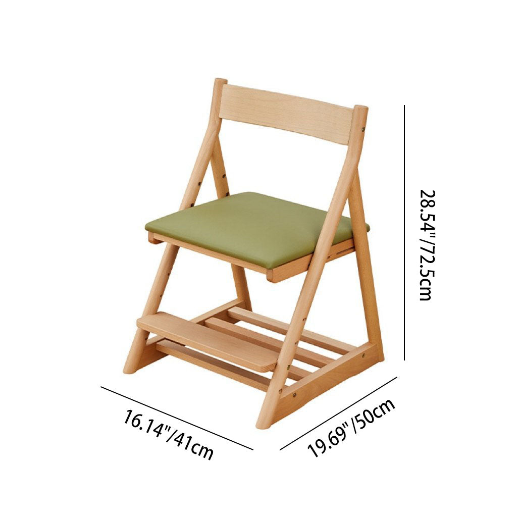 Lumendat Modern Minimalist Triangular Beech Wood PU Leather Sponge Adjustable Kids Desk Chair Backrest Armless For Living Room & Study Lumendat