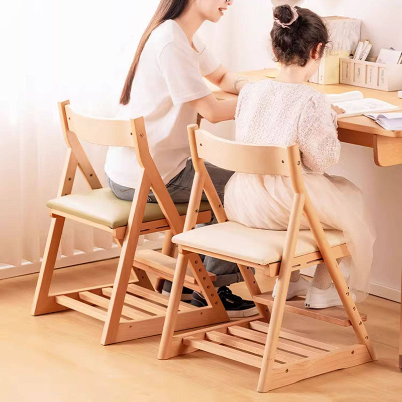 Lumendat Modern Minimalist Triangular Beech Wood PU Leather Sponge Adjustable Kids Desk Chair Backrest Armless For Living Room & Study Lumendat