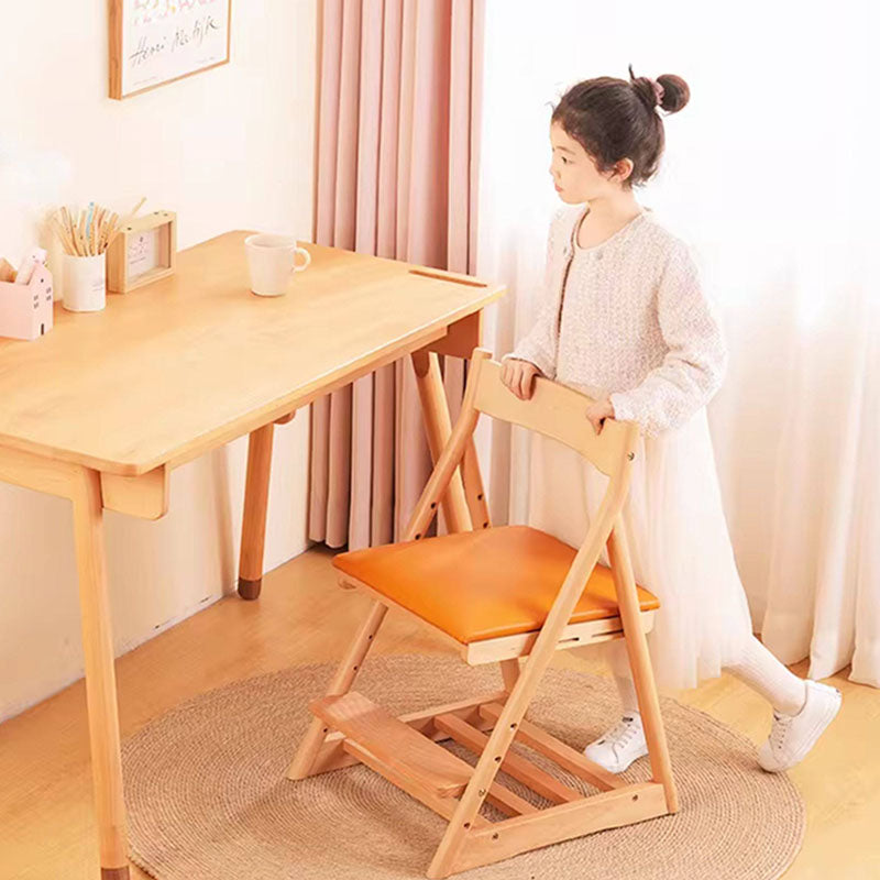 Lumendat Modern Minimalist Triangular Beech Wood PU Leather Sponge Adjustable Kids Desk Chair Backrest Armless For Living Room & Study Lumendat
