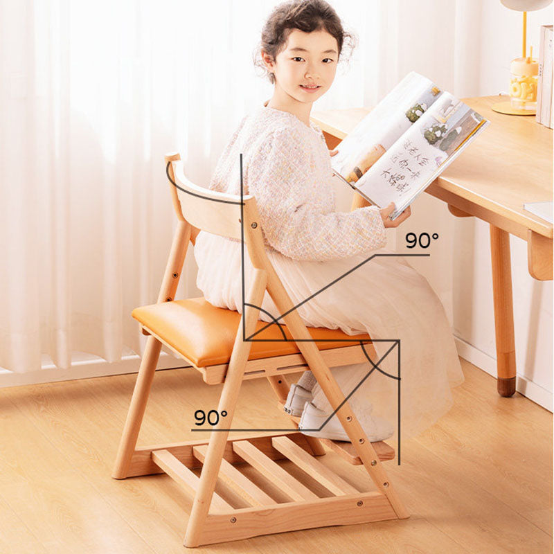 Lumendat Modern Minimalist Triangular Beech Wood PU Leather Sponge Adjustable Kids Desk Chair Backrest Armless For Living Room & Study Lumendat