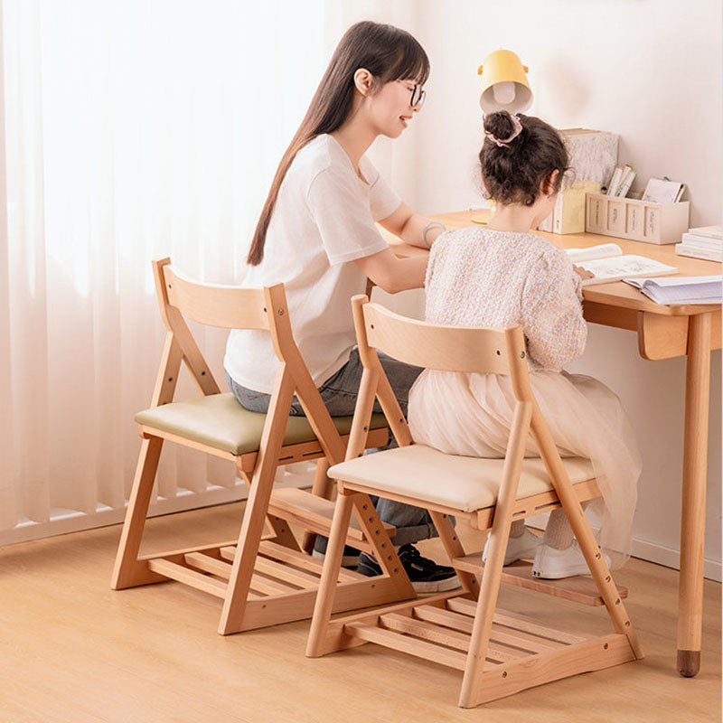 Lumendat Modern Minimalist Triangular Beech Wood PU Leather Sponge Adjustable Kids Desk Chair Backrest Armless For Living Room & Study Lumendat
