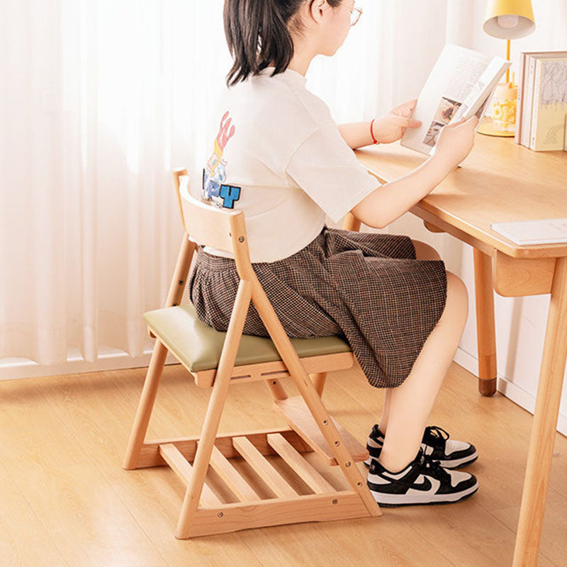 Lumendat Modern Minimalist Triangular Beech Wood PU Leather Sponge Adjustable Kids Desk Chair Backrest Armless For Living Room & Study Lumendat